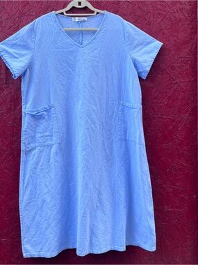 Audate light blue cotton-linen blend maxi dress Sz 3XL